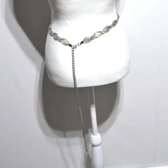 Silver Mesh Metal & Rhinestone Floral Belt Bridal